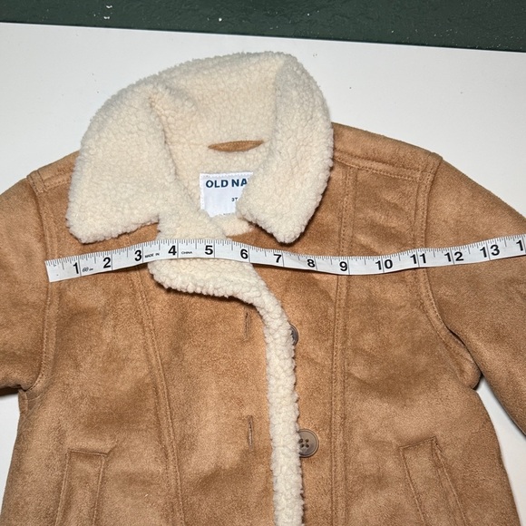 Kids Old Navy Brown Pea Coat with Cream Accents size 3T Children Girl - Picture 4 of 10